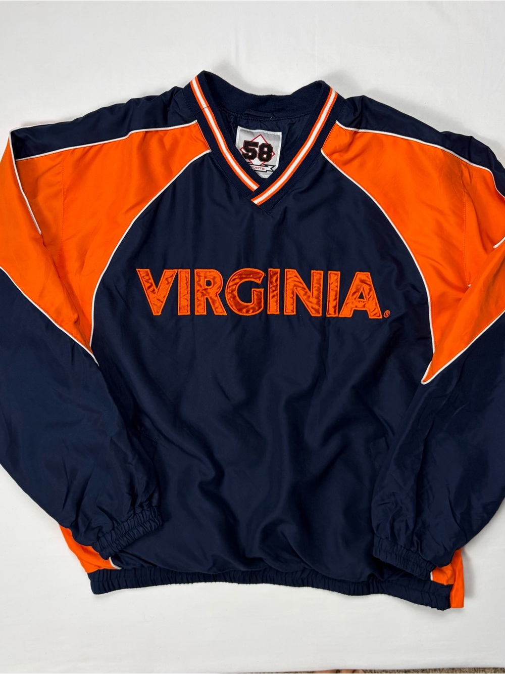 Virginia Cavaliers 58 Sports Pullover Windbreaker Jacket XL Navy Orange